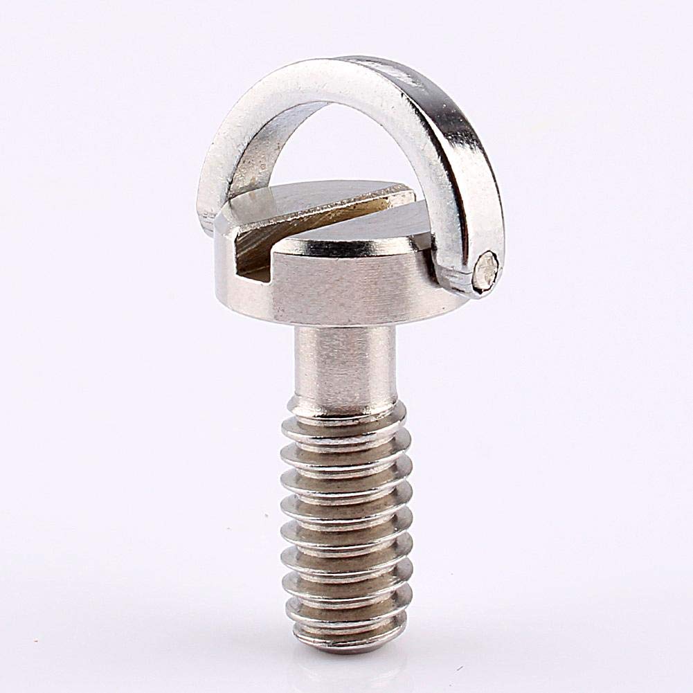 Tosuny 1/4" D‑Ring Screw, Stainless Steel D Shaft D-ring 1/4" Mounting Screw, for Camera Tripod Monopod Quick Release Plate