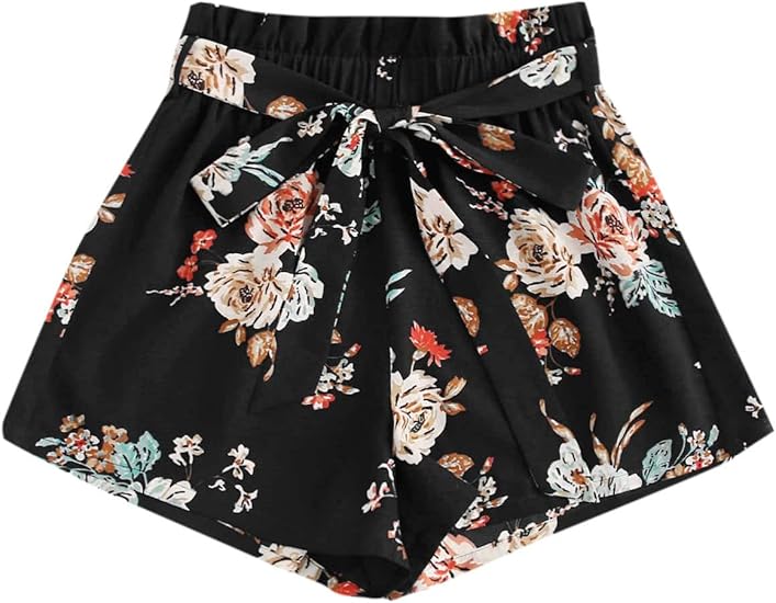 self tie waist frill trim shorts