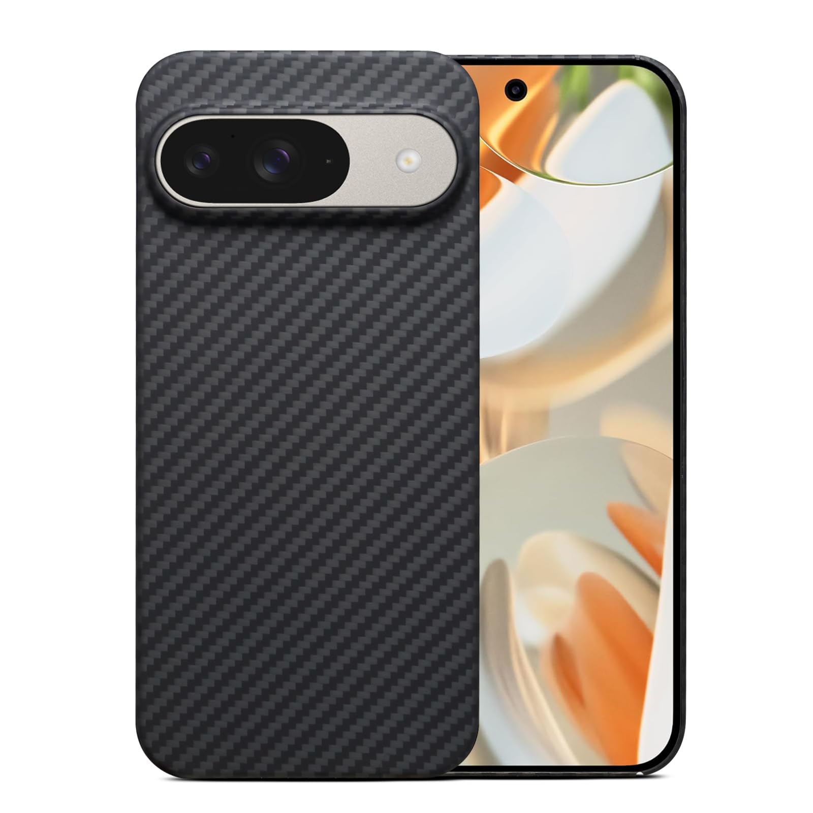 Ultra Slim Case for Google Pixel 9/9 Pro, Made of Real Aramid Fiber, Soft Touch, Tough Durable Carbon Bumper