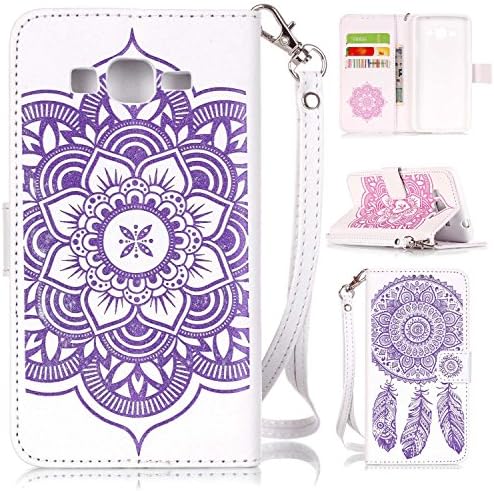 Galaxy Core Prime Wallet Case, Galaxy Prevail LTE Case, Silverback(TM) Henna Mandala & Dream Catcher Floral,Magnetic Closure,Faux Leather For Samsung Galaxy Core Prime Prevail LTE G360 -White