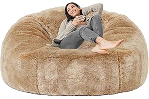 Taotique 6FT Giant Bean Bag Chair Cover (Cover only, No Filler) Soft Faux RH Fur Sofa Bed Cover Washable Bean Bag Couch Cover for Adult and Kids with Liner