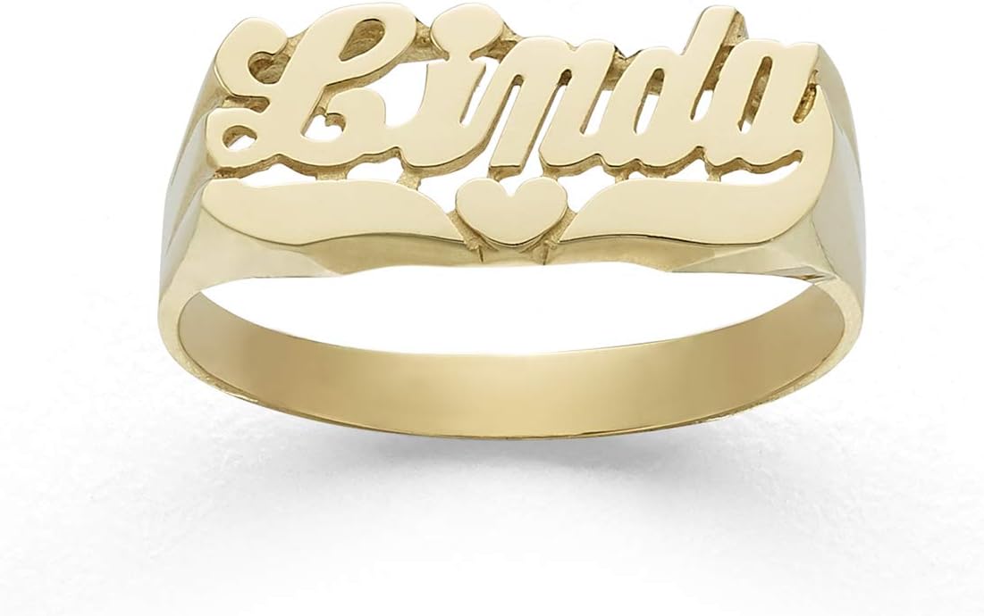Silver N Style Personalized Gold Name Ring Custom Letter Finger Size mom, Sister, Prom Party. Name Plate Rings. Gift for…