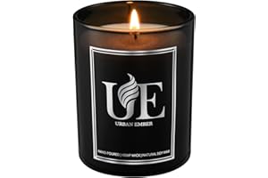 Urban ember Amber Wood Scented Candle for Men | 8oz Soy Wax and Essential Oils Candle for Home Scented | Aromatherapy Candle with 55 Hour Burn Time | Candle Gifts for Him and Friend