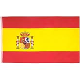 AZ FLAG Spain Flag 3x5 ft Spanish 100D Polyester 2 Grommets | Indoor and outdoor use 150x90 cm decorative flag Espa&ntilde;a double stitched seams and reinforced edges with metal grommets