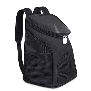 Emily Pets Pet Carrier Backpack with Adjustable Shoulder Strap, Breathable Mesh Soft-Sided Bag for Cats,Puppy,Small Dogs (Black)