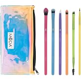 MODA Totally Electric 7pc Bright Eye Makeup Brush Kit, Vegan, Travel Case | Colorful vegan filaments for bold, expressive looks. Blends powder, cream and liquid smoothly
