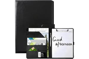 Business Portfolio Leather Padfolio Organizer, A4 Magnetic Multifunctional Business Portfolio Folder with Clipboard, Card Hol