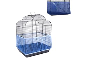 FONTSATTY Bird Cage Cover Universal Birdcage Seed Catcher Guard Net Cover, Parrot Nylon Mesh Net Cover, Airy Gauze Birdcage Accessories Mesh Net Cover for Round Square Cages (Blue)