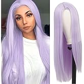 Dai Cloud Purple Wigs for Women Long Straight Synthetic Wig 25 Inch Cosplay Women Light Purple Wig Synthetic Heat Resistant Fiber Hair Daily Use