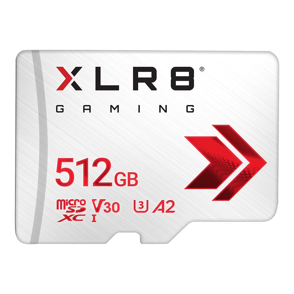 PNY XLR8 Gaming 512 GB Class 10 U3 V30 A2 microSDXC Flash Memory Card, Read speed up to 100MB/s, Ideal for smartphones, tablets, handheld consoles