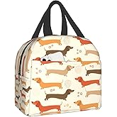 Evlaschin Dachshund Lunch Bags for Kids Cute Weiner Dog Puppy Print Insulated Reusable Lunch Box Thermal Cooler Lunch Tote Handbag for Girls Boys School Women Men Office Travel