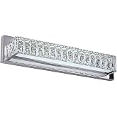 Crystal Vanity Lights, Bathroom Vanity Lighting Fixtures Over Mirror, LED Modern Wall Lights Fixtures Made for Stainless Steel Finish and K9 Crystal, Cool White 6000K Make-up Mirror Front Light