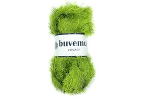 Buvemu Eyelash Fun Fur Yarn 100 Gram (3.53 Ounces) 175 Yards (160 Meters) (Green)