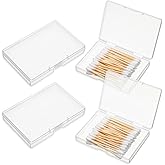 Gjinxi 4 Pcs Portable Travel Cotton Pad Holder, Bathroom Vanity Countertop Storage Organizer, Travel Qtips Case, Cosmetic Sponge Storage Box with Lid for Cotton Rounds, Swabs, Floss