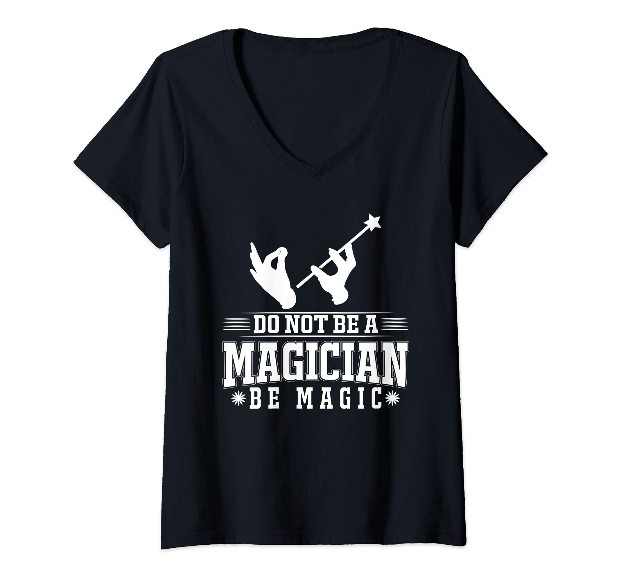 Womens Magician Magic Tricks Stunts Optical Illusion Magical V-Neck T-Shirt
