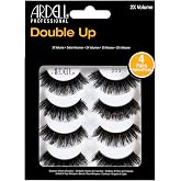 Ardell Double Up 203 False Eyelashes, Dramatic Volume Lashes Black, 4 Pairs | Double Layer Strip Lashes for 2X Full Volume, Rounded Style, Reusable with Invsiband