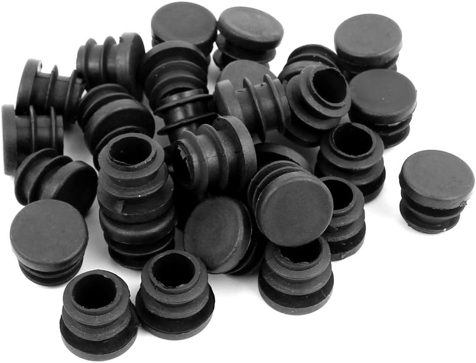 Sourcingmap Round Chair Leg Pipe Tube Insert Blanking Cover Black 15mm Dia Cap 30pcs, 16 x 13.5mm / 0.63" x 0.53" (D*H)