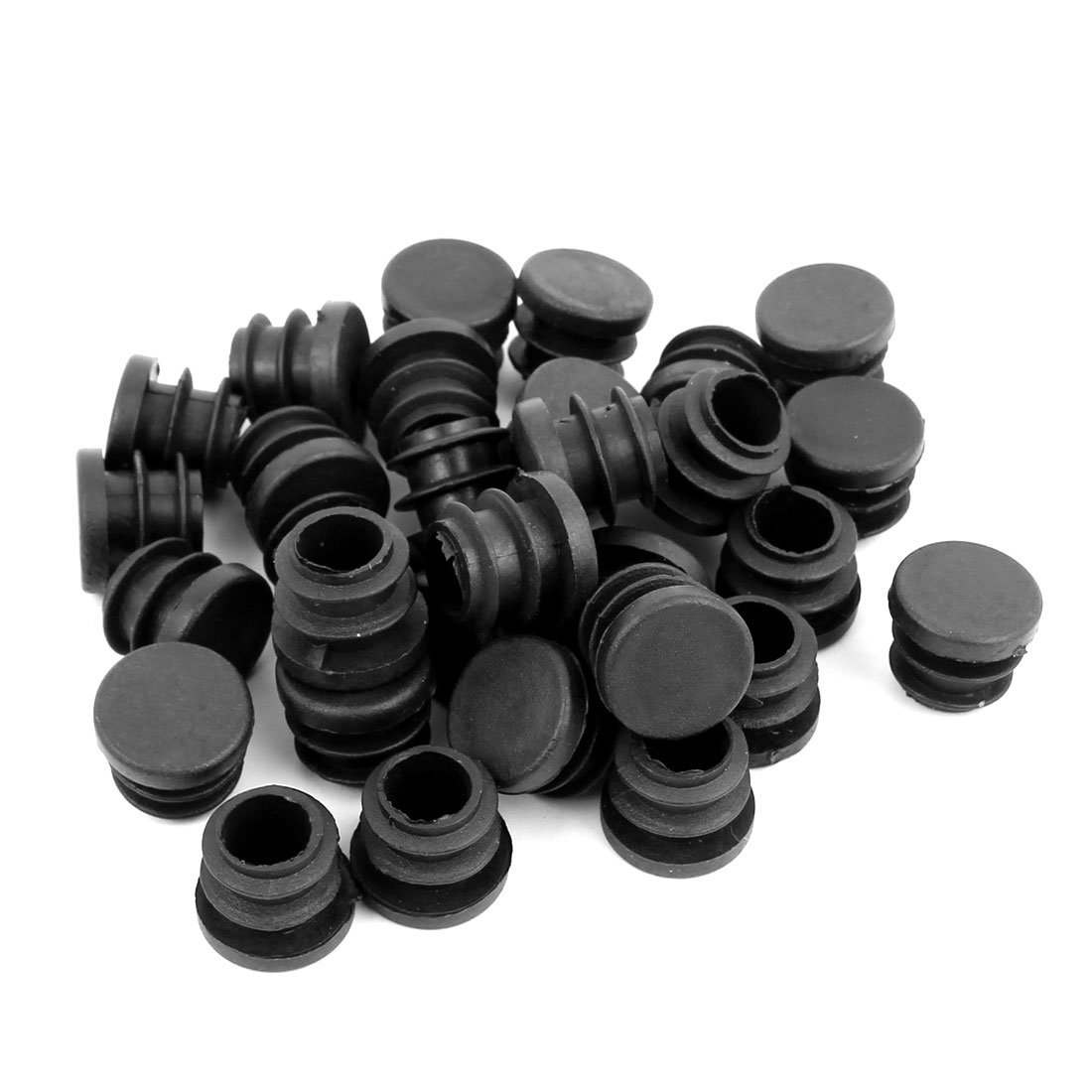 Sourcingmap Round Chair Leg Pipe Tube Insert Blanking Cover Black 15mm Dia Cap 30pcs