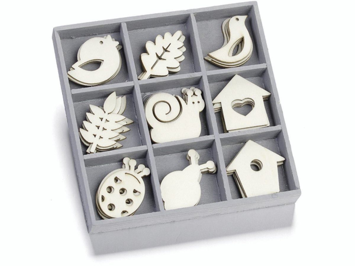 cArt-Us 10.5 x 10.5 cm Wooden Box with Snail Birdhouse Ornaments, Natural