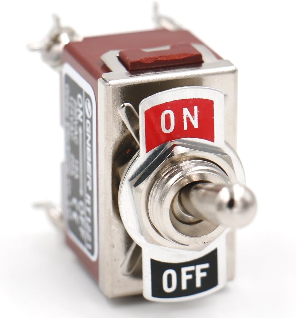 Heschen Metal Toggle Switch, RT1221, DPST, Maintained, ON/OFF 2 position, 15A 250VAC, CE, brown - Image 3