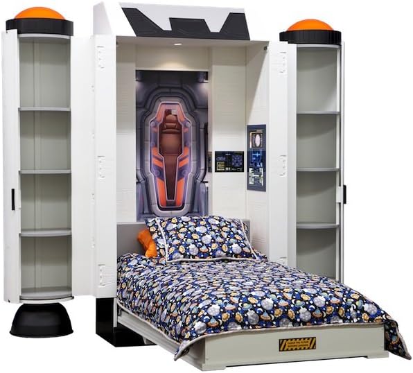 Fable Bedworks Wallbed, "Deepspace Defender," Twin Size Spaceship Theme Bed