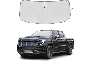 AUYNEAS Windshield Sun Shade for GMC Sierra 1500 2500 3500 SLT AT4 Denali 2019-2025 Double Layer 240T Front Window Shade Custom Fit Sun Visor Foldable Shade Blocks UV Rays Summer Must Have Car Accessories
