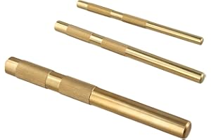 Brass Drift Punch Set, 3Pcs Non-Marring Metal Chisel Punches in 3/4 Inch, 1/2 Inch, 3/8 Inch Sizes for Automotive Repair, Woo
