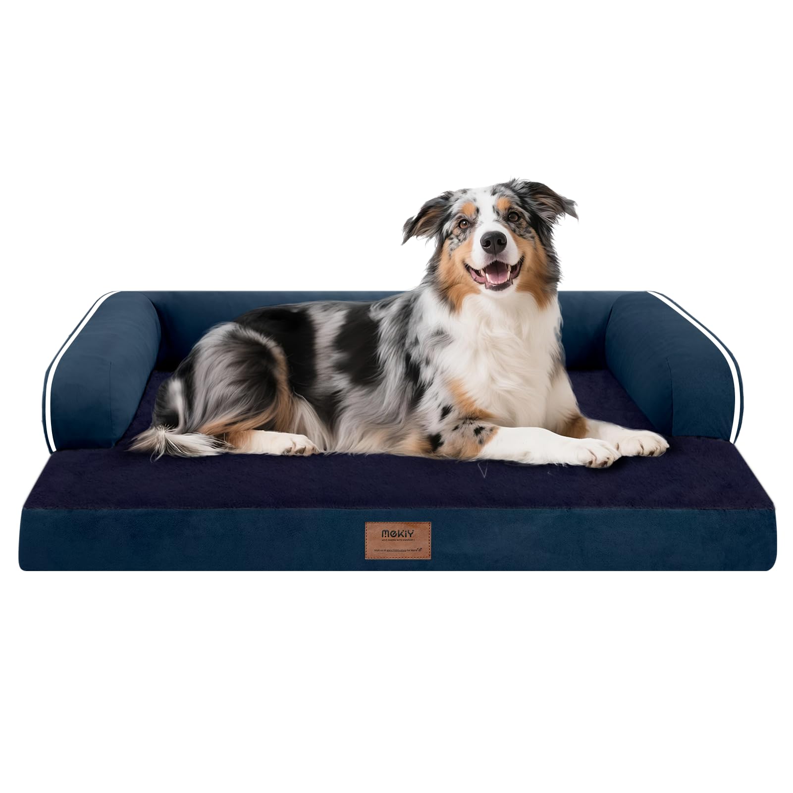 Extra Large Dog Bed-Orthopedic Waterproof XL Dog Bed for XLarge Extra Big Dogs - Foam Couch Sofa Washable with Removable Cover-Navy Blue Image