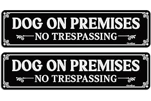 GicnKeuz 2 No Trespassing Dog On Premises Sign, 9"×3" Beware Of Dog Signs for Fence,Do Not Enter Aluminum Sign, Fade Resistant/Waterproof, Indoor or Outdoor Use