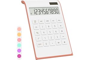 Rose Gold Calculator, UPIHO Rose Gold Pink Office Supplies and Accessories, 10 Digits Solar Battery Basic Desktop Calculator with Large LCD Display, Gifts for Coworkers