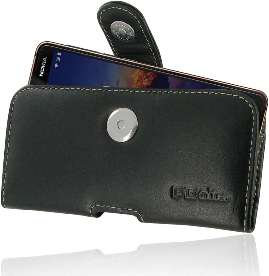 PDair Nokia 3.1 Genuine Leather Case, Leather Pouch Case with Belt Clip Sleeve Pouch [Magnetic Phone Case] Handmade Premium Horizontal Pouch for Nokia 3.1