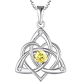 STARCHENIE Celtic Knot Necklace for Women 925 Sterling Silver Trinity Love Knot Pendant Birthstones Jewelry