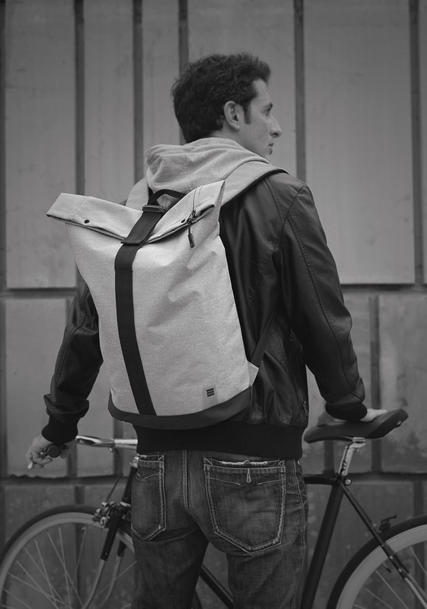 Finocam Urban Roll-Top Professional Laptop Backpack for up to 15.6 inch Laptop - Grey - Image 4