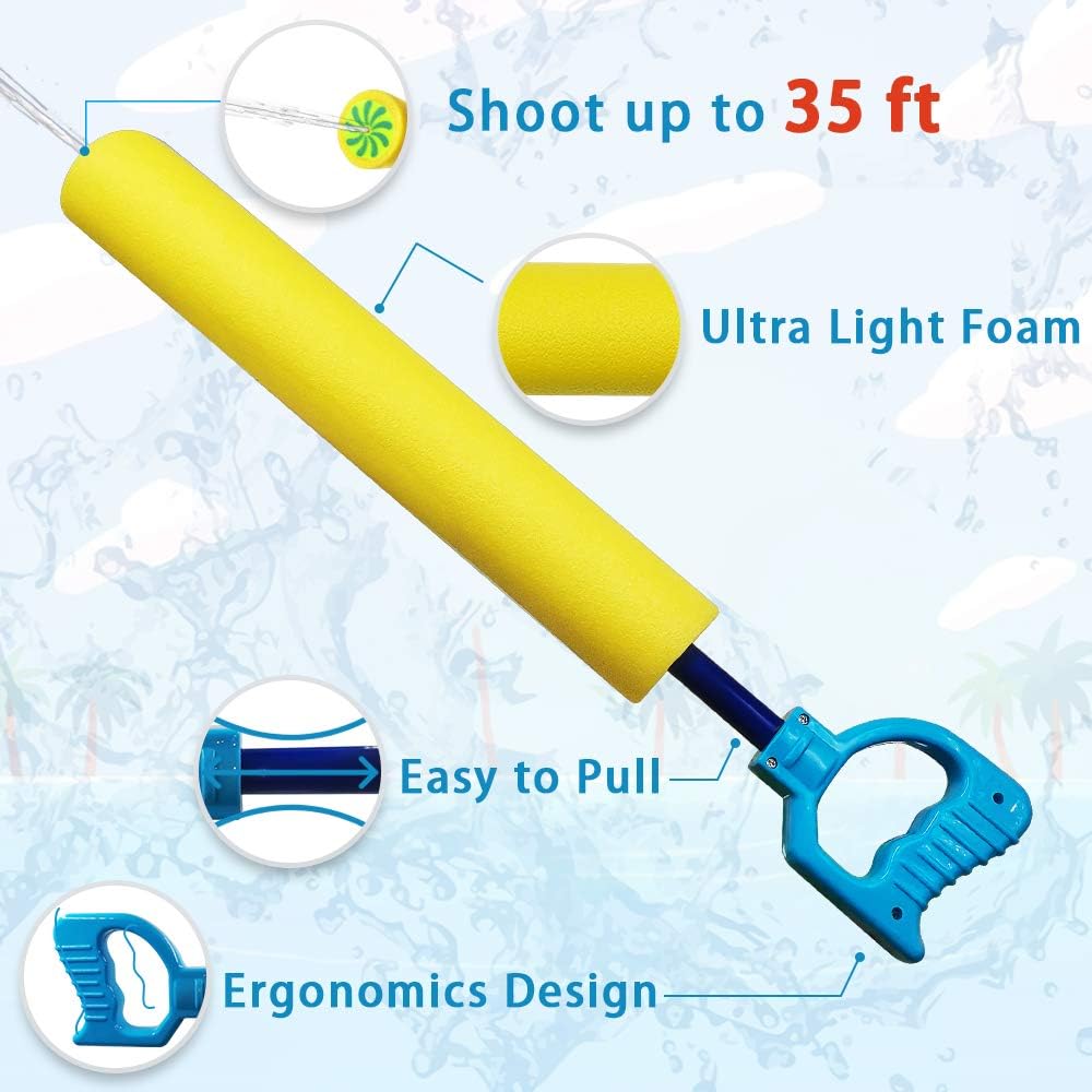 ToyerBee Water Gun for Kids, 6 Pack Water Guns, 16''-25.5'' Water Gun Shoots up to 35ft, Squirt Guns for Kids&Toddlers&Adults, Best Summer Water Cannon in Swimming Pool, Beach: Toys & Games