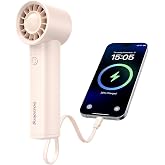 bossdeng Portable Fan with Power Bank & Flashlight-Pink | 6.5H Max Cooling,USB-C Rechargeable,Mini Fan for Outdoor/Travel/Bea
