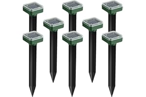 JAHYELEC Mole Repellent Solar Powered, Gopher Repellent Ultrasonic Mole Stakes Deterrent for Yard, Solar Rodent Repeller Outdoor,Get Rid of Vole Groundhog Chipmunk Snake Lawns Gardens Farms, Pack of 8