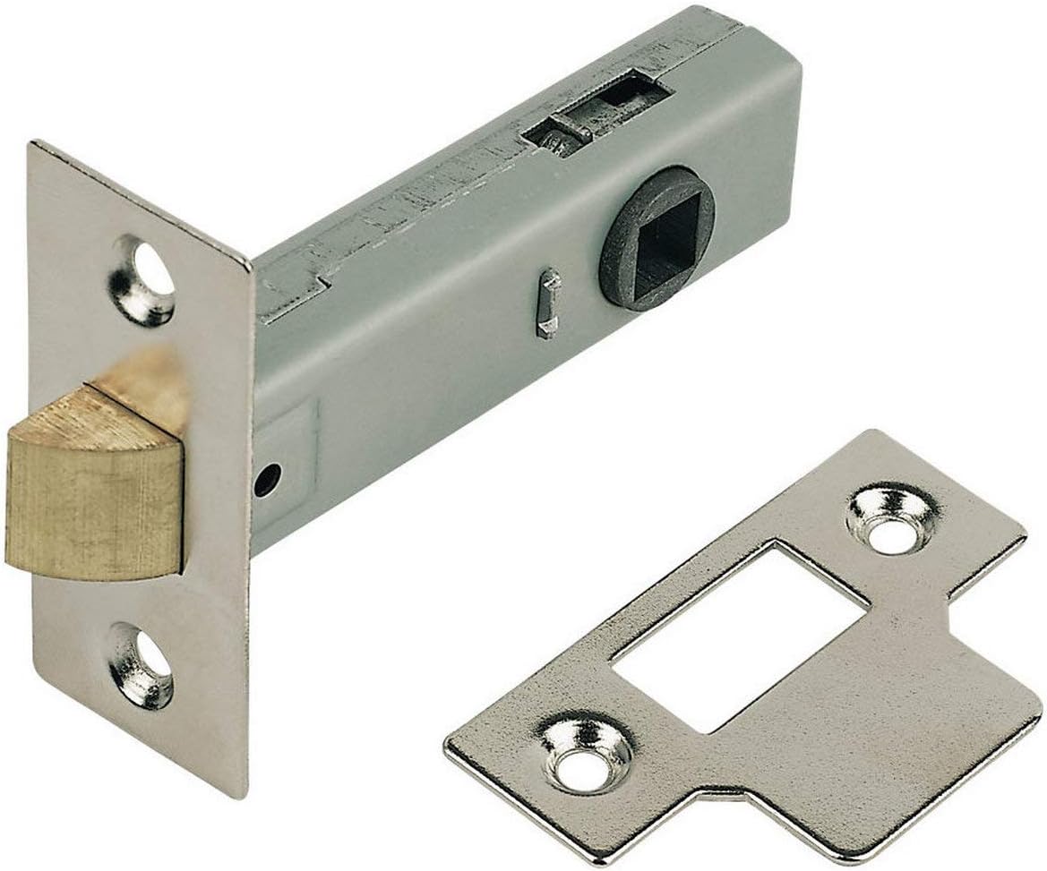 Tubular Latch Nickel-Plated Lock 80MM CASE - 58MM Backset by HB Products