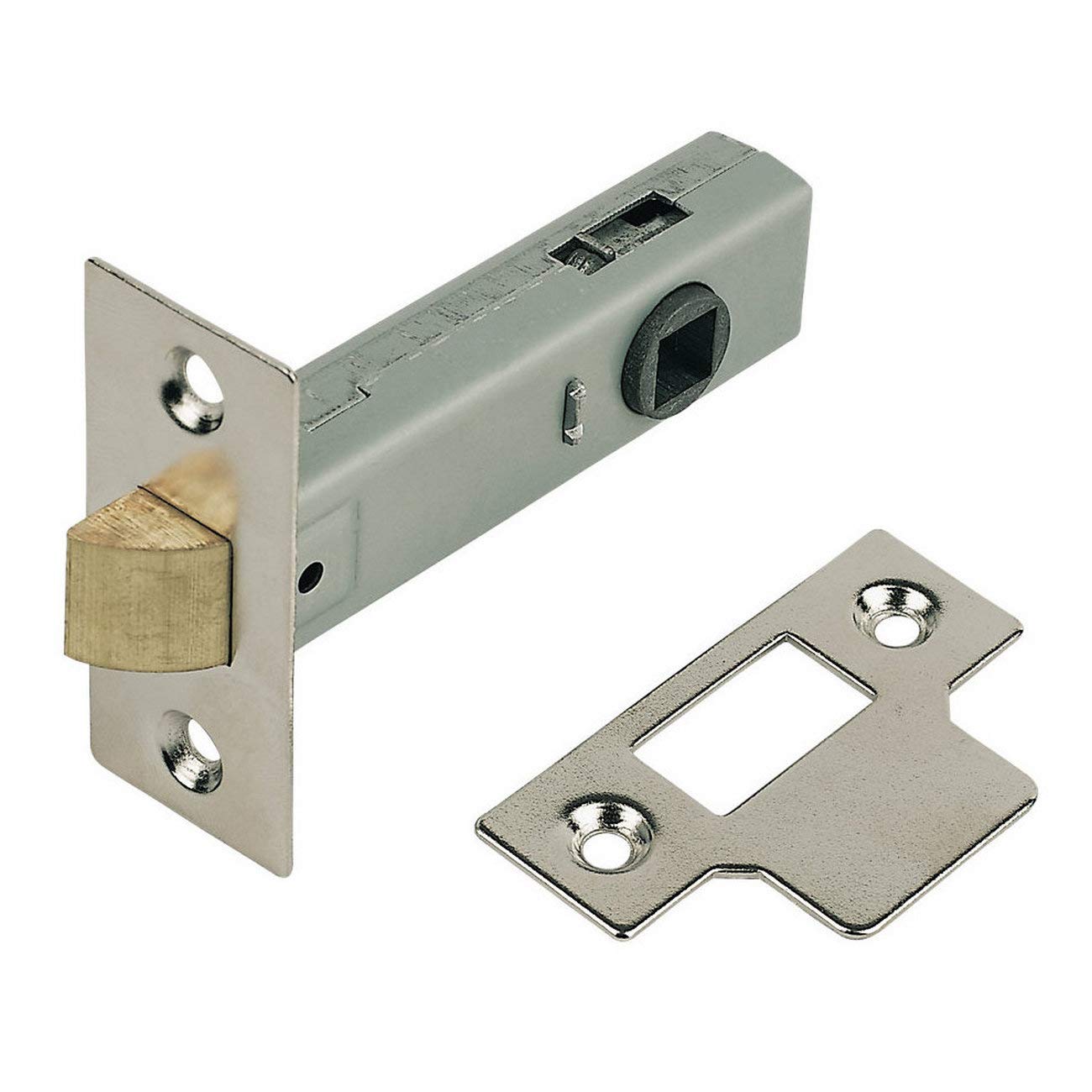 Tubular Latch Nickel-Plated Lock 80MM CASE - 58MM Backset by HB Products