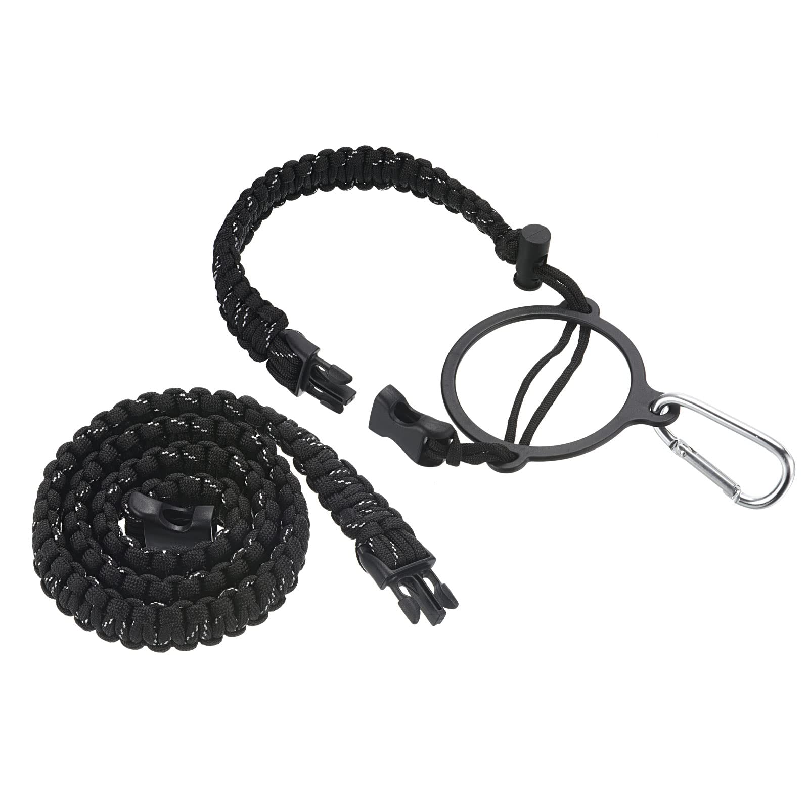 PATIKIL Water Bottle Holder, Paracord Handle Lanyard Strap Carrier with Ring for 12oz to 64oz Wide Mouth Bottles, Black