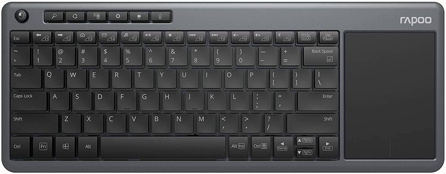 Rapoo K2600 2.4GHz Wireless Multimedia Keyboard, Grey, UK Layout