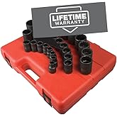 Sunex 2826 1/2-Inch Drive 12-Point Metric Impact Socket Set, 26-Piece