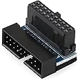 DGZZI USB 3.0 90 Degree Adapter Black USB 3.0 19Pin/20Pin Male to Female L Turn Right Angle Power Adapter Board for Motherboard Up Angled
