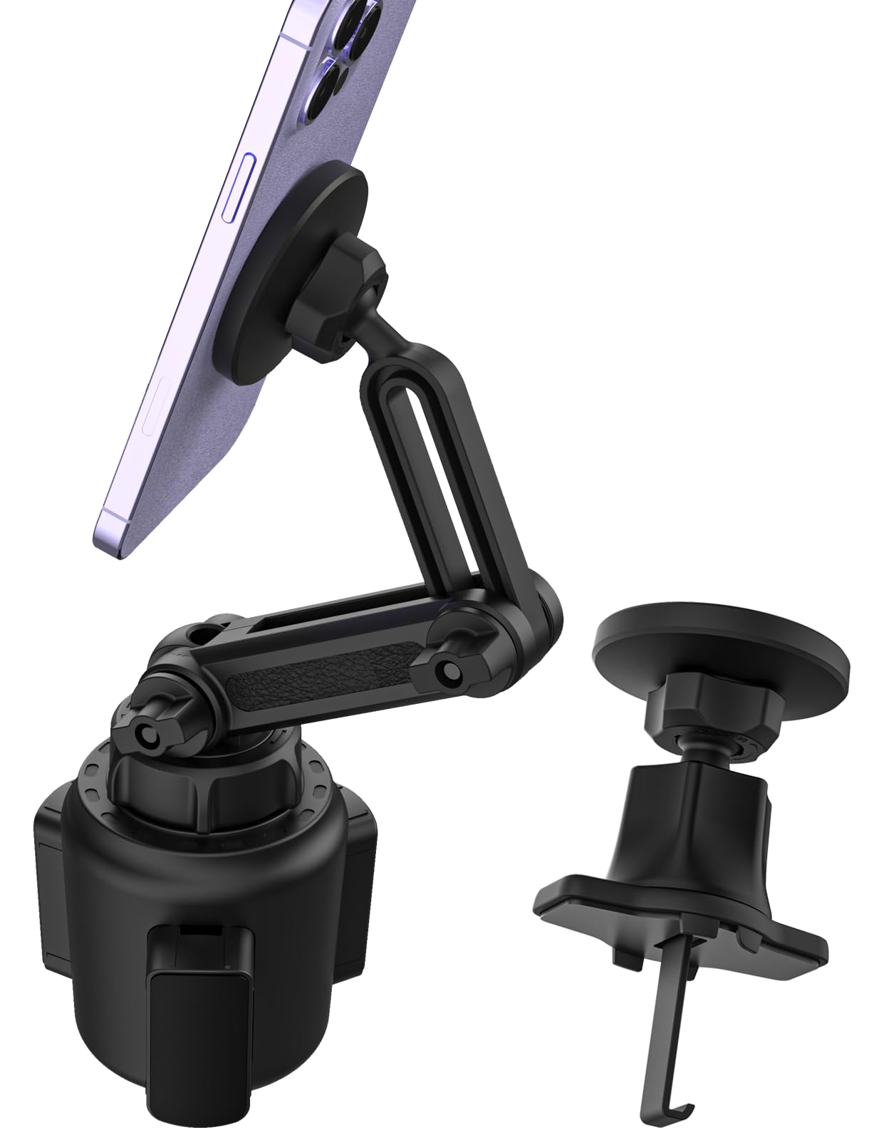 LYFPOOM Car Cup Magnetic Phone Holder, [2 in 1 Magnetic Car Phone Mount] 360° Adjustable Ball Head with Telescopic Mount Fit for iPhone 15/14/ 13/12 Pro Max, Mag-Safe Case and More Cell Phone