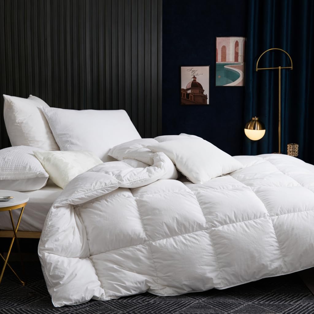 BedFabtasy Luxury Single Size Duvet 9 Tog Goose Feathers Down Duvet｜600TC Breathable 100% Cotton Cover Down Proof Fabric｜Hotel Quality Single Quilt with 8 Corner Tabs｜All Season & Machine Washable