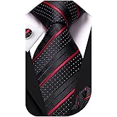 Dubulle Mens Paisley Striped Tie and Handkerchief Cufflinks Tie Set for Men Wedding Business Formal