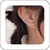 Aneneiceera Vintage Crystal Star Ear Climbers Earrings Shine Cz Star Crawler Earrings Minimalist Rhinestone Star Earrings Shine Cz Climber Earrings Jewelry for Women and Girls