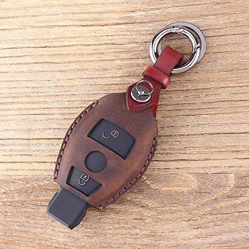 Atonix Premium Vintage Genuine Leather Car Key Shell Holder Smart Key Fob Remote Case Cover Fits for 2/3 Buttons Mercedes Benz C E S M CLA CLS CLK G Class