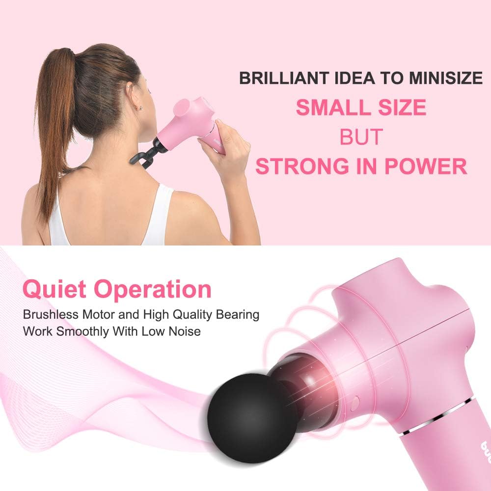 Dexinoe Muscle Massage Gun , Power Cordless Handheld Electric Massager Portable Lightweight (375g), Deep Tissue Percussion Massagers for Full Body Muscle Recovery and Pain Relief Rechargeable (Pink): Health & Personal Care