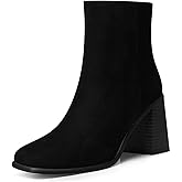 CELLENZ Women Heel Ankle Boots: 2.91 In Chunky Heels, Fashion Square Toe Short Boots, 2026 Fall Winter Booties for Night out, Office, Company, Business, Weekend, Trip, Vacation