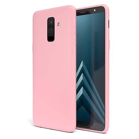 EAZY CASE Handyhülle Silikon mit Kameraschutz für Samsung Galaxy A6 Plus (2018) in Rosa, Ultra dünn, Slimcover, Silikonhülle,